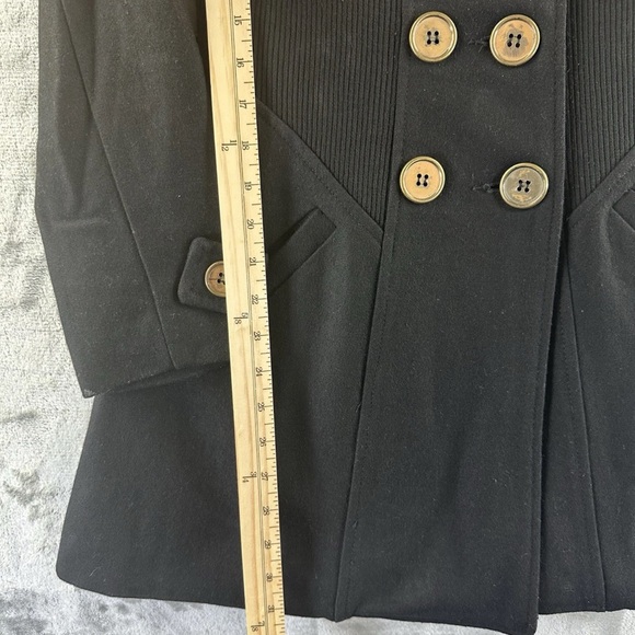 Lovestitch Coat Women's S Black Ribbed Waist Double Breasted - Picture 7 of 11